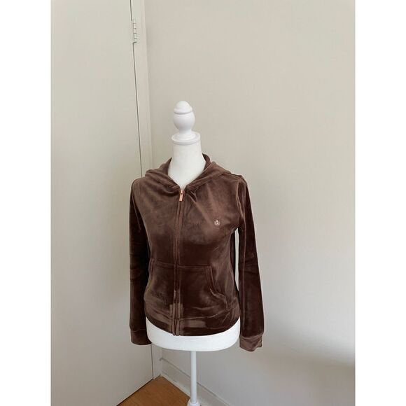 NWT Juicy Couture Velour Graphic Jacket Brunette Women Size S(MSRP$65) - Picture 1 of 12